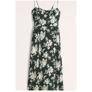 Abercrombie & Fitch Dress XL HighSlit Green Floral Midi Cocktail Party
